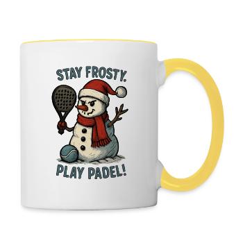 Frosty Snowman Padel Fun - Mug contrasté - blanc/jaune - Droite