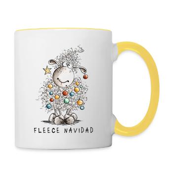 Fleece Navidad Christmas Sheep Cartoon Sheep - Contrasting Mug - white/yellow - Right