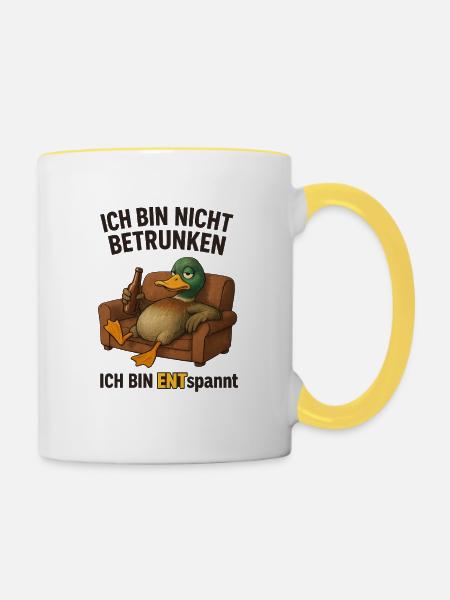 Ich bin nicht betrunken ENTspannt - Tasse zweifarbig - Weiß/Gelb