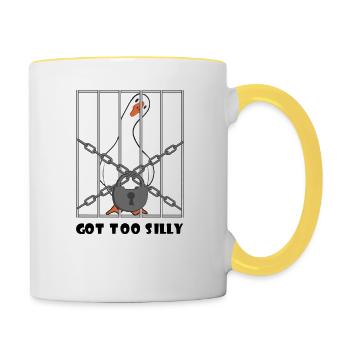 Goose – Wurde zu albern - Tasse zweifarbig - Weiß/Gelb - Rechts
