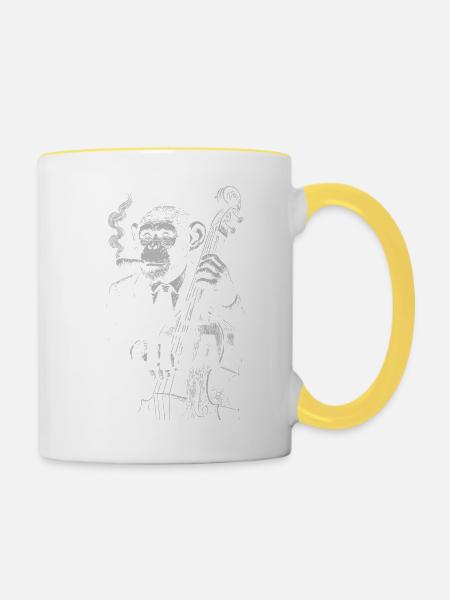 Monkey Jazz Bass Animal - Tasse zweifarbig - Weiß/Gelb
