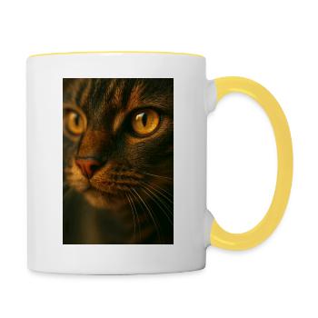 Cat Eyes Close Up - Contrasting Mug - white/yellow - Right