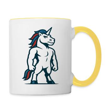 Power Unicorn Mascot Strong Athletic Design - Contrasting Mug - white/yellow - Right