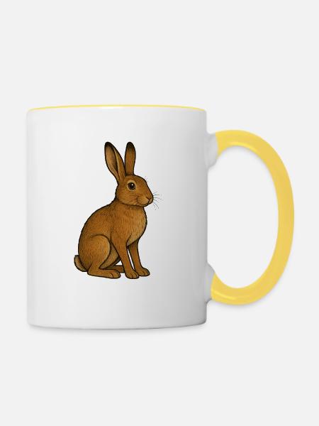 Feldhase - Tasse zweifarbig - Weiß/Gelb