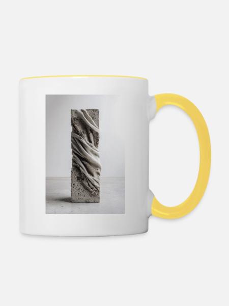 Betonader verdrehtes Gewebe - Tasse zweifarbig - Weiß/Gelb