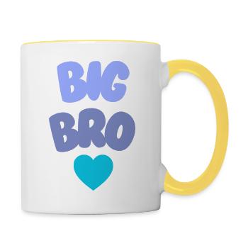 Big Bro Love Geschwister - Tasse zweifarbig - Weiß/Gelb - Rechts