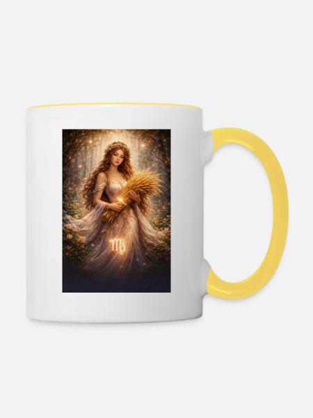 Jungfrau - Tasse zweifarbig - Weiß/Gelb