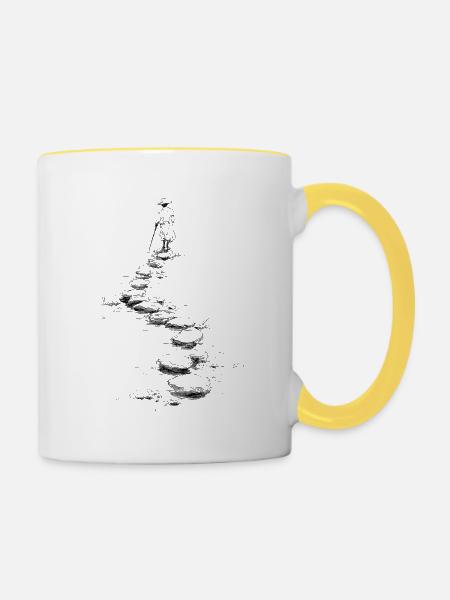 walk the path - Tasse zweifarbig - Weiß/Gelb