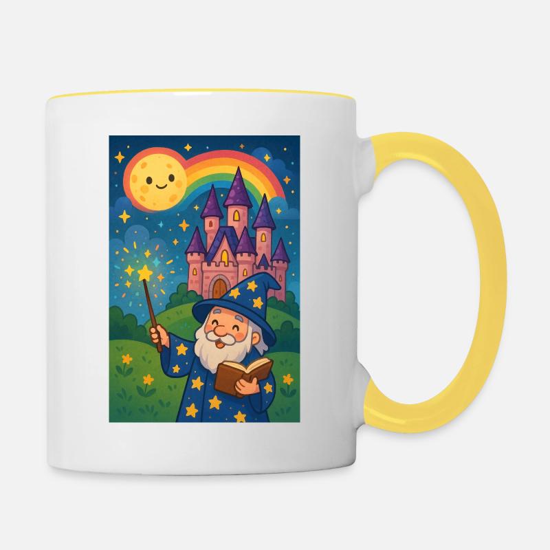 Arcane Sorcerer and Starry Castle - Contrasting Mug - white/yellow