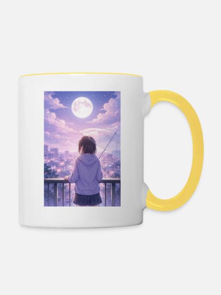 Luna Urban Im Regen - Tasse zweifarbig - Weiß/Gelb