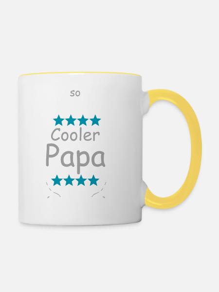 Richtig cooler Papa Look - Tasse zweifarbig - Weiß/Gelb