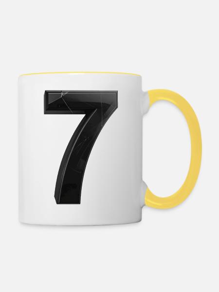 Gebrochene Sieben Grafik - Tasse zweifarbig - Weiß/Gelb