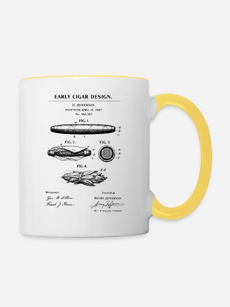 Frühes Zigarren-Bauplan - Tasse zweifarbig - Weiß/Gelb