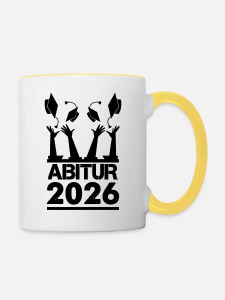 Abitur 2026 Abschlussfeier - Tasse zweifarbig - Weiß/Gelb