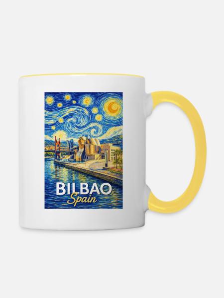 Bilbao Spain  - Tasse zweifarbig - Weiß/Gelb