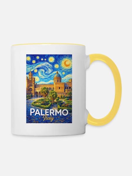 Palermo, Italien. - Tasse zweifarbig - Weiß/Gelb