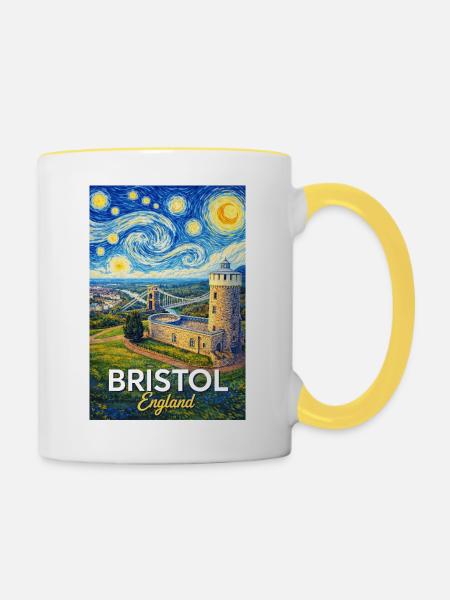 Bristol, England - Tasse zweifarbig - Weiß/Gelb
