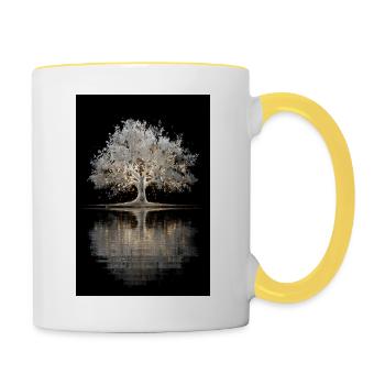 Lumière lumineuse d’arbre argenté - Mug contrasté - blanc/jaune - Droite