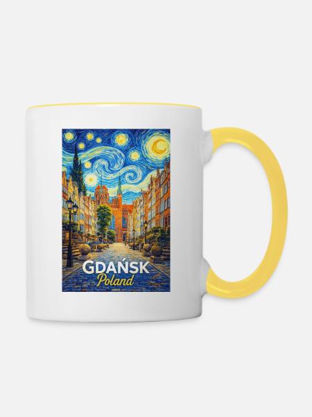 Gdańsk, Polen - Tasse zweifarbig - Weiß/Gelb