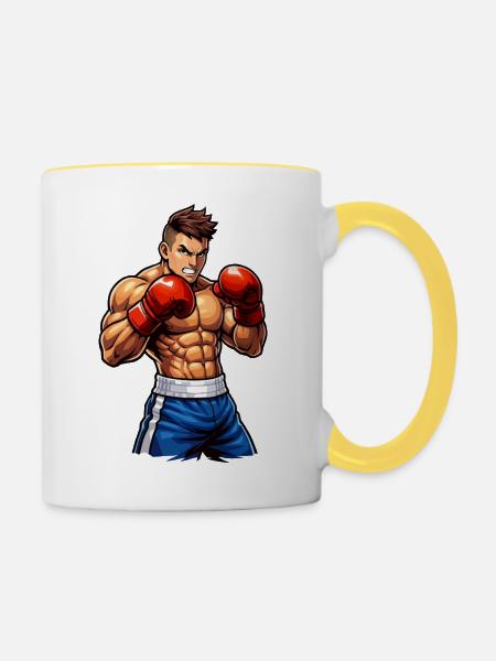 Boxer Boxing Kämpfer - Tasse zweifarbig - Weiß/Gelb