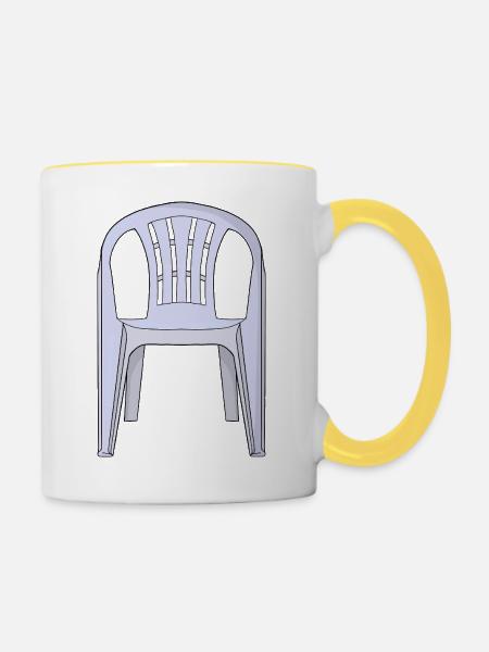 Plastik-Monobloc-Stuhl - Tasse zweifarbig - Weiß/Gelb