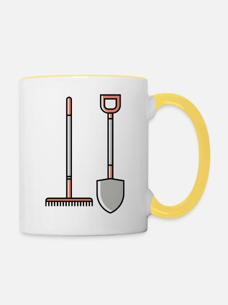 Schaufel icon - Tasse zweifarbig - Weiß/Gelb