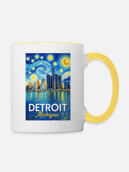 Detroit, Michigan - Tasse zweifarbig - Weiß/Gelb