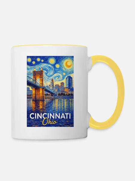 Cincinnati Ohio - Tasse zweifarbig - Weiß/Gelb