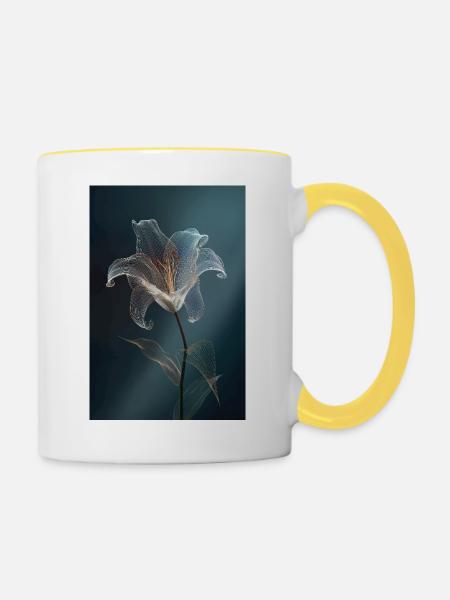 Leuchtende Drahtblumenblüte - Tasse zweifarbig - Weiß/Gelb