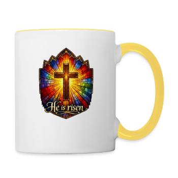 Il est ressuscité - Mug contrasté - blanc/jaune - Droite