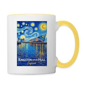 Kingston Hull England Night by the Water - Contrasting Mug - white/yellow - Right