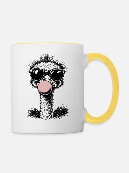 Cooler Strauß blast Kaugummi - Tasse zweifarbig - Weiß/Gelb