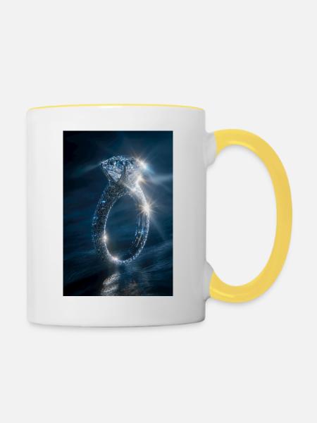 Diamantring-Glanz - Tasse zweifarbig - Weiß/Gelb