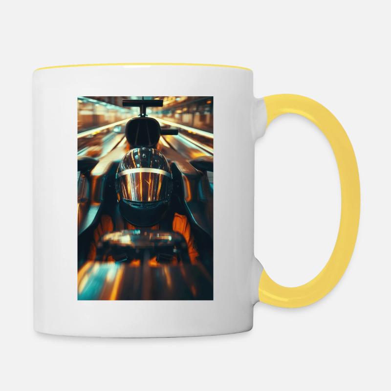 Casque de course Neon Apex en mouvement - Mug contrasté - blanc/jaune