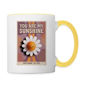Du bist meine Sonnenschein-Gänseblümchen-Popkunst - Tasse zweifarbig - Weiß/Gelb - Rechts