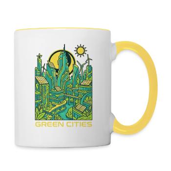 Grüne Städte Zukunft - Tasse zweifarbig - Weiß/Gelb - Rechts