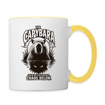 Conception d’horreur chaos de capybara - Mug contrasté - blanc/jaune - Droite