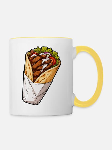 Knuspriges Hähnchen Burrito Wrap - Tasse zweifarbig - Weiß/Gelb
