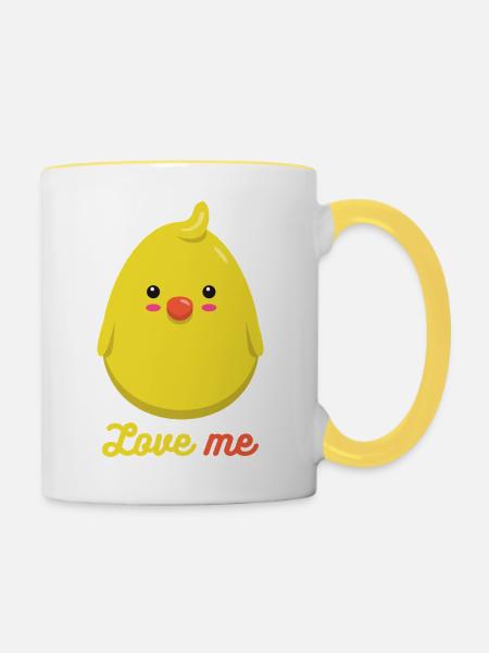 Ente - Tasse zweifarbig - Weiß/Gelb