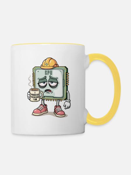 CPU-Charakter - Tasse zweifarbig - Weiß/Gelb