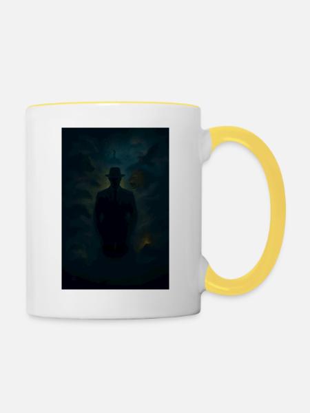 Schattenrätsel im Nebel - Tasse zweifarbig - Weiß/Gelb