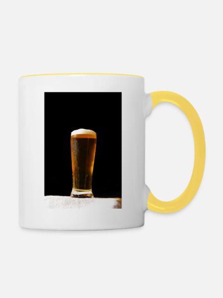 Bierglas Abendlicht - Tasse zweifarbig - Weiß/Gelb