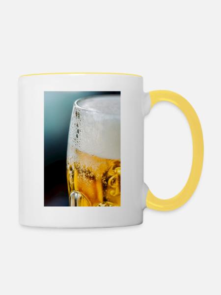 Lichtgold Bierglas Muster - Tasse zweifarbig - Weiß/Gelb