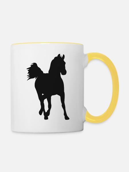 Galoppierendes Pferd - Tasse zweifarbig - Weiß/Gelb