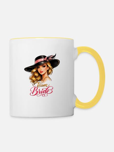 Team Bride - Tasse zweifarbig - Weiß/Gelb