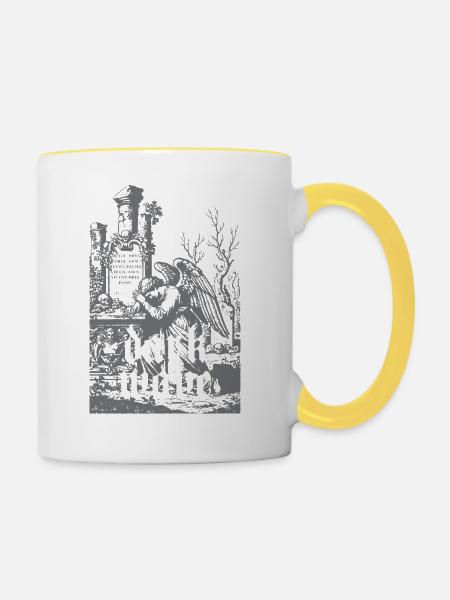 Dark Wave Friedhofs-Rabe - Tasse zweifarbig - Weiß/Gelb