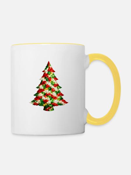 Weihnachtsbaum . Kristall - Tasse zweifarbig - Weiß/Gelb