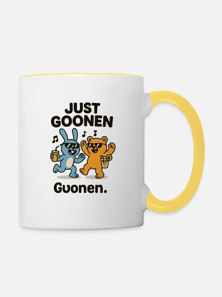 Just Goonen Partybären - Tasse zweifarbig - Weiß/Gelb