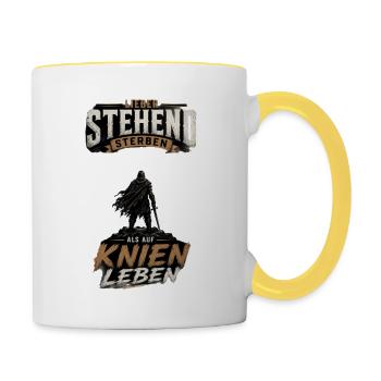 Standhaft Kriegerethos - Tasse zweifarbig - Weiß/Gelb - Rechts