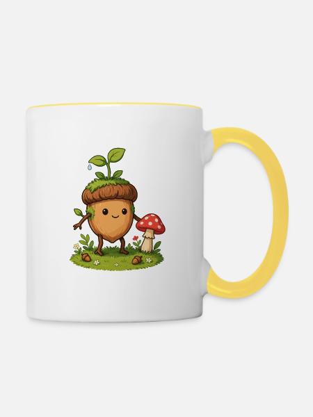 Waldspross Eichelheld - Tasse zweifarbig - Weiß/Gelb